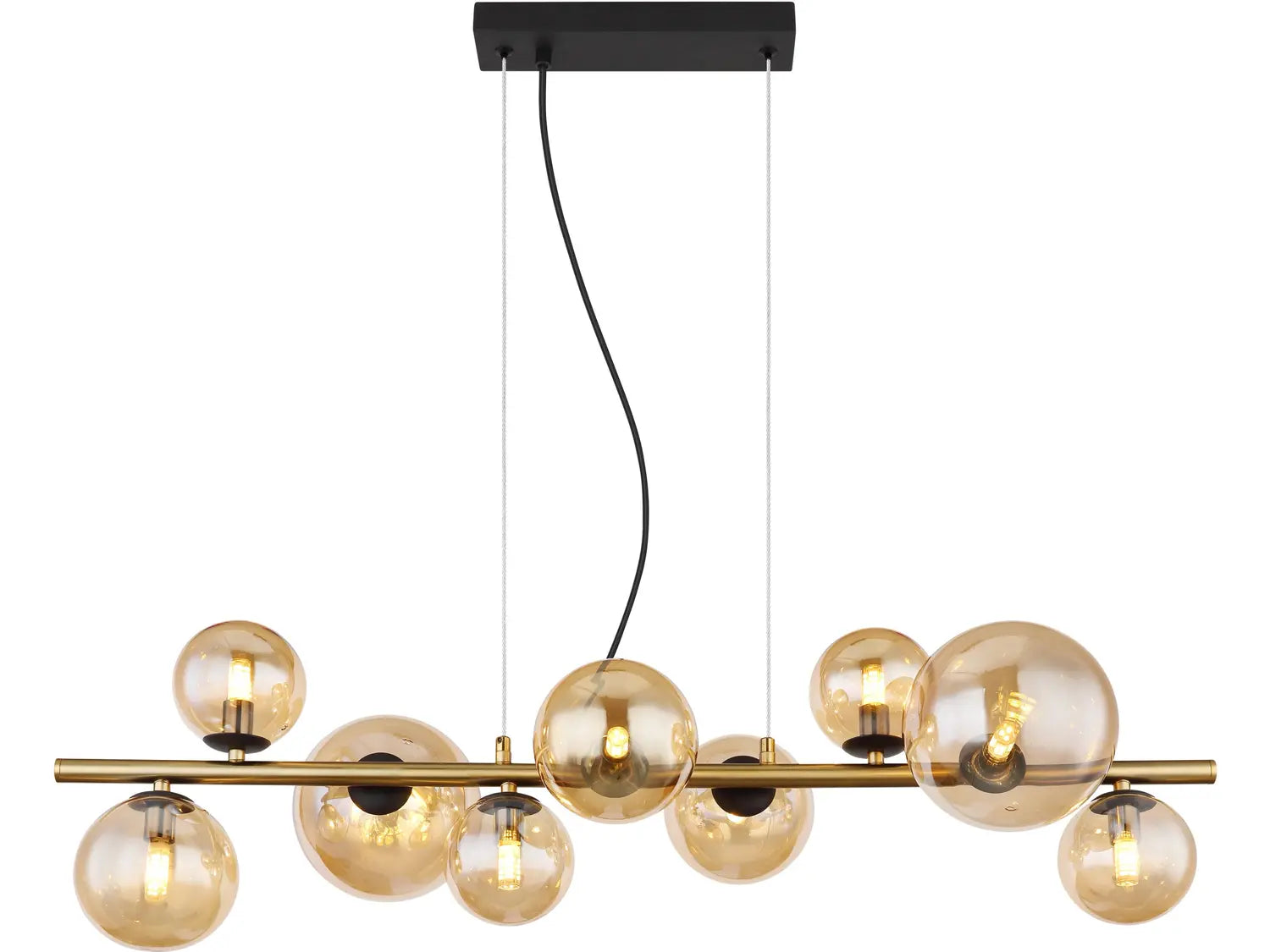 B-Ware Globo Pendelleuchte Hängeleuchte Led Riha Schwarz Matt Glas Metall 9 Flammig