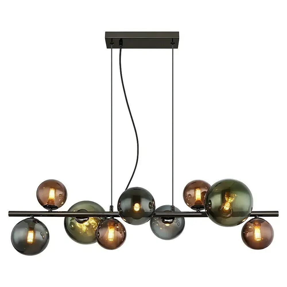 B-Ware Globo Pendelleuchte Hängeleuchte Riha G9 Led Rauch Glas Grau Matt 86cm 9 Flammig