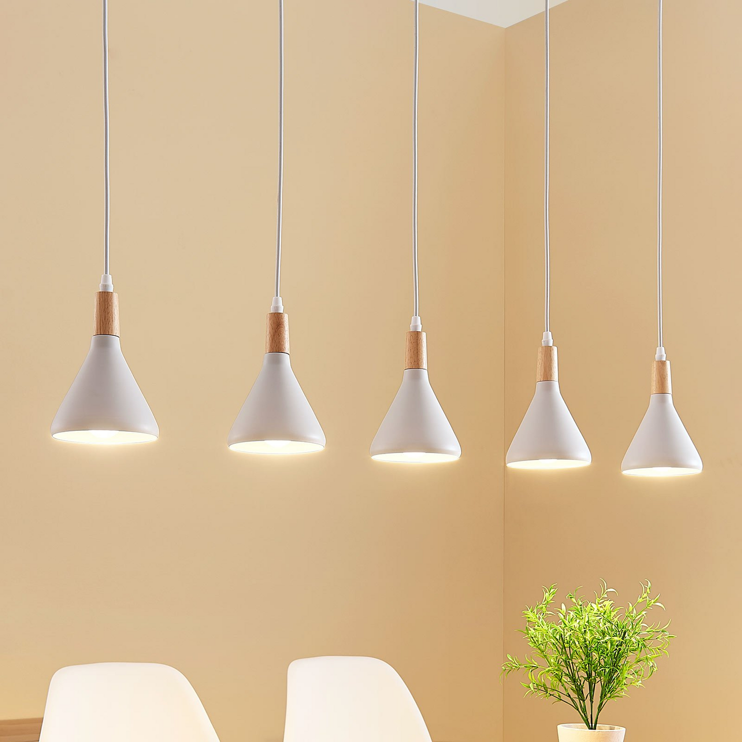 B-Ware Lindby Led Pendelleuchte Arina Hängeleuchte Deckenlampe Lampe Weiß 5 Flammig165
