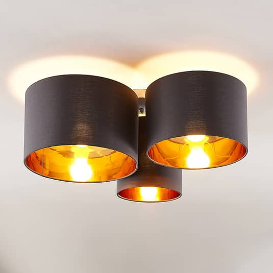 B-Ware Lindby Laurenz Deckenlampe Deckenlampe Lampe Leuchte 60 W E27 3 Fl., Grau Gold