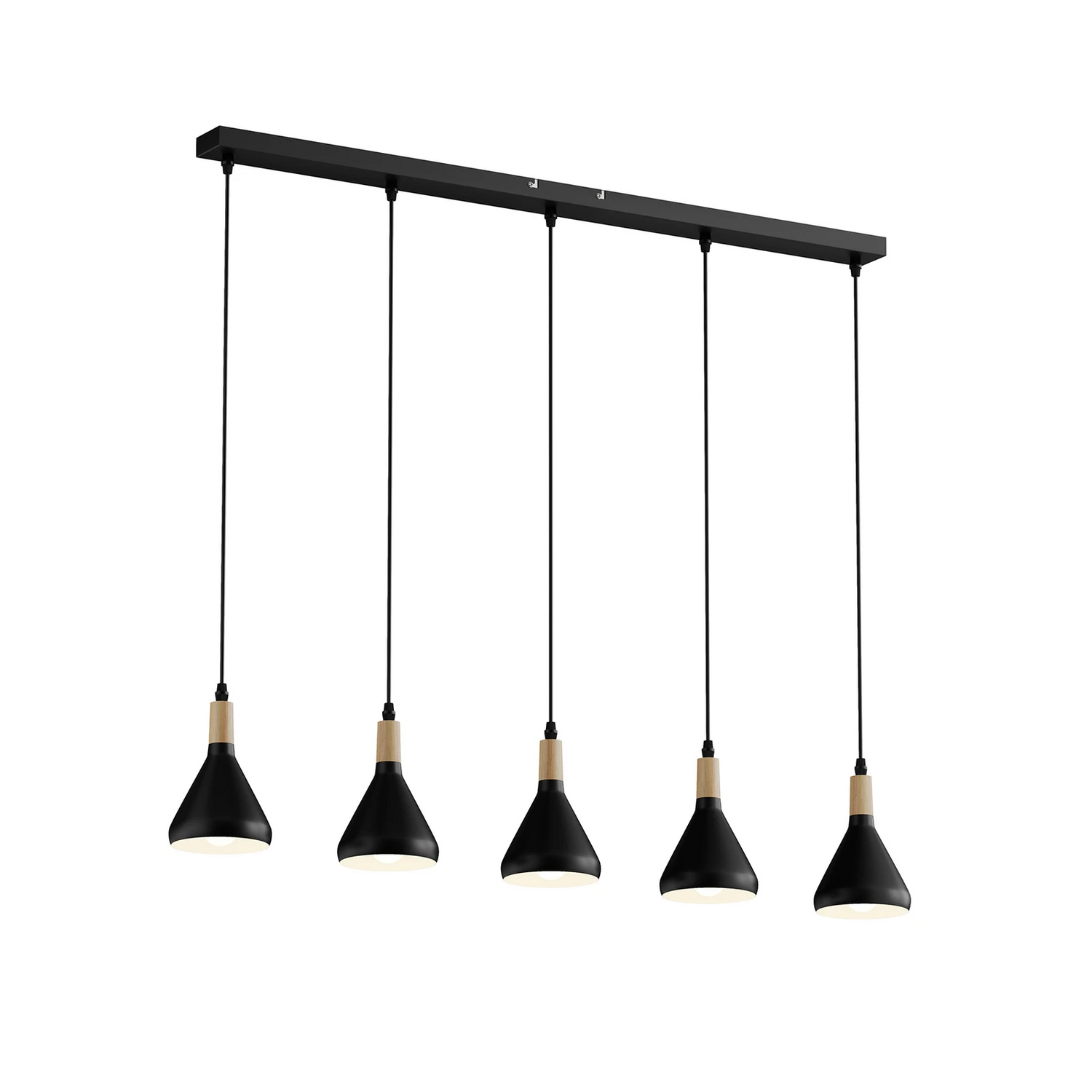 B-Ware Lindby Pendelleuchte Hängelampe Arina Schwarz 100 Cm 5 Flammig E14