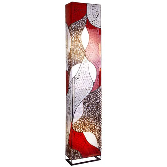 B-Ware Woru Stehleuchte Lampe Marius 150 Cm Weiß Braun Metall Muscheln Wohnzimmer