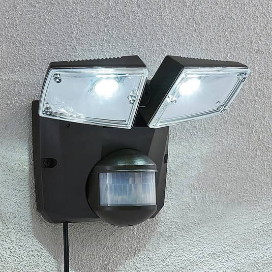 B-Ware Lindby LED-Solarstrahler Solarlampe Solarleuchte Flutlicht 2-flammig dunkelgrau