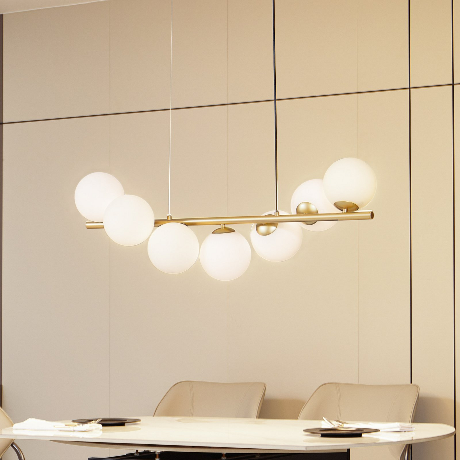 B-Ware Lucande Hängeleuchte Isandro Gold Opal 7 Flammig Deckenlampe Deckenleuchte Spot