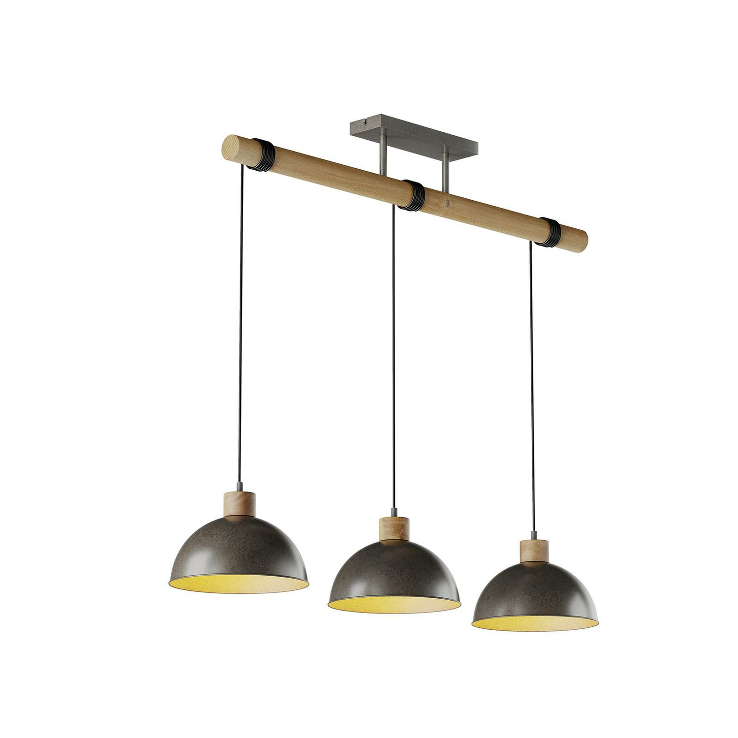 B-Ware Lindby Holgar Hängeleuchte Deckenlampe Lampe Pendelleuchte Holz Metall 3 Flammig