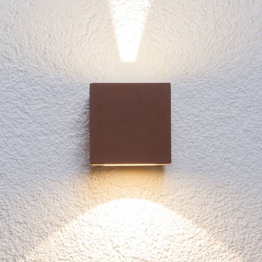B-Ware Lucande Rostbraune Led Außenwandleuchte Jarno Würfelform Deko Gartenleuchte Led