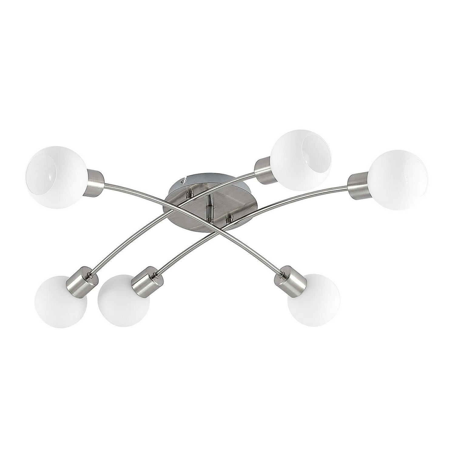 B-Ware Lindby Deckenleuchte Lampe Agmar Nickel Glas Deckenlampe Beleuchtung E14