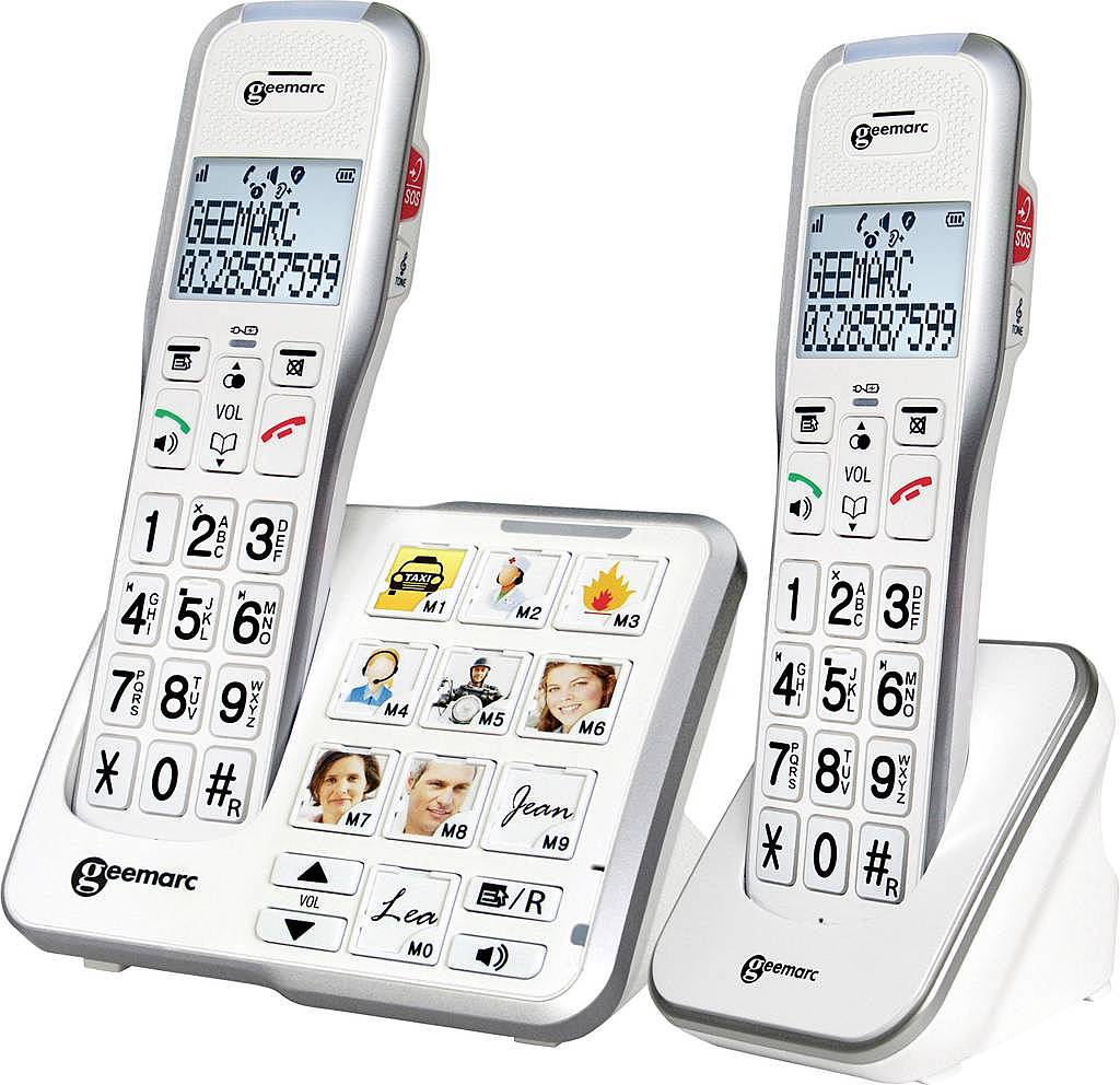 B-Ware Geemarc Amplidect 595 2 Photo Schnurloses Seniorentelefon Anrufbeantworter Weiß