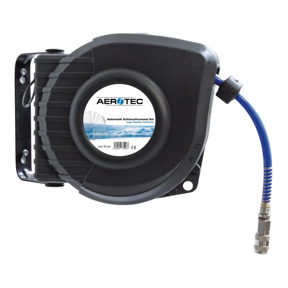 B-Ware Aerotec Druckluft Schlauchtrommel 8 M 10 Bar Wandbefestigung Aero 8 Rücklauf