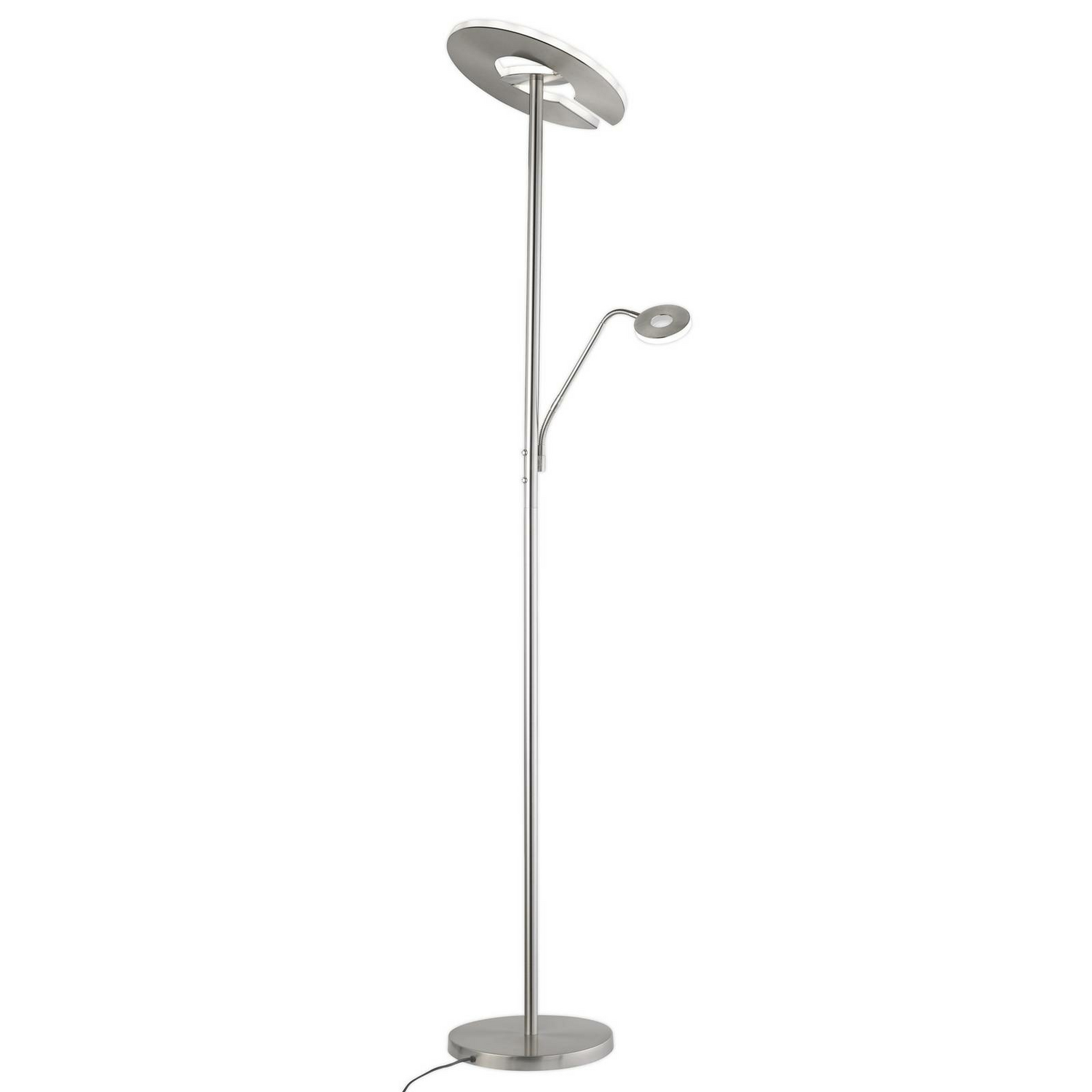 B-Ware Fischer Honsel Stehleuchte Stehlampe Led Dent Nickel Weiß Matt Dimmbar 180 Cm