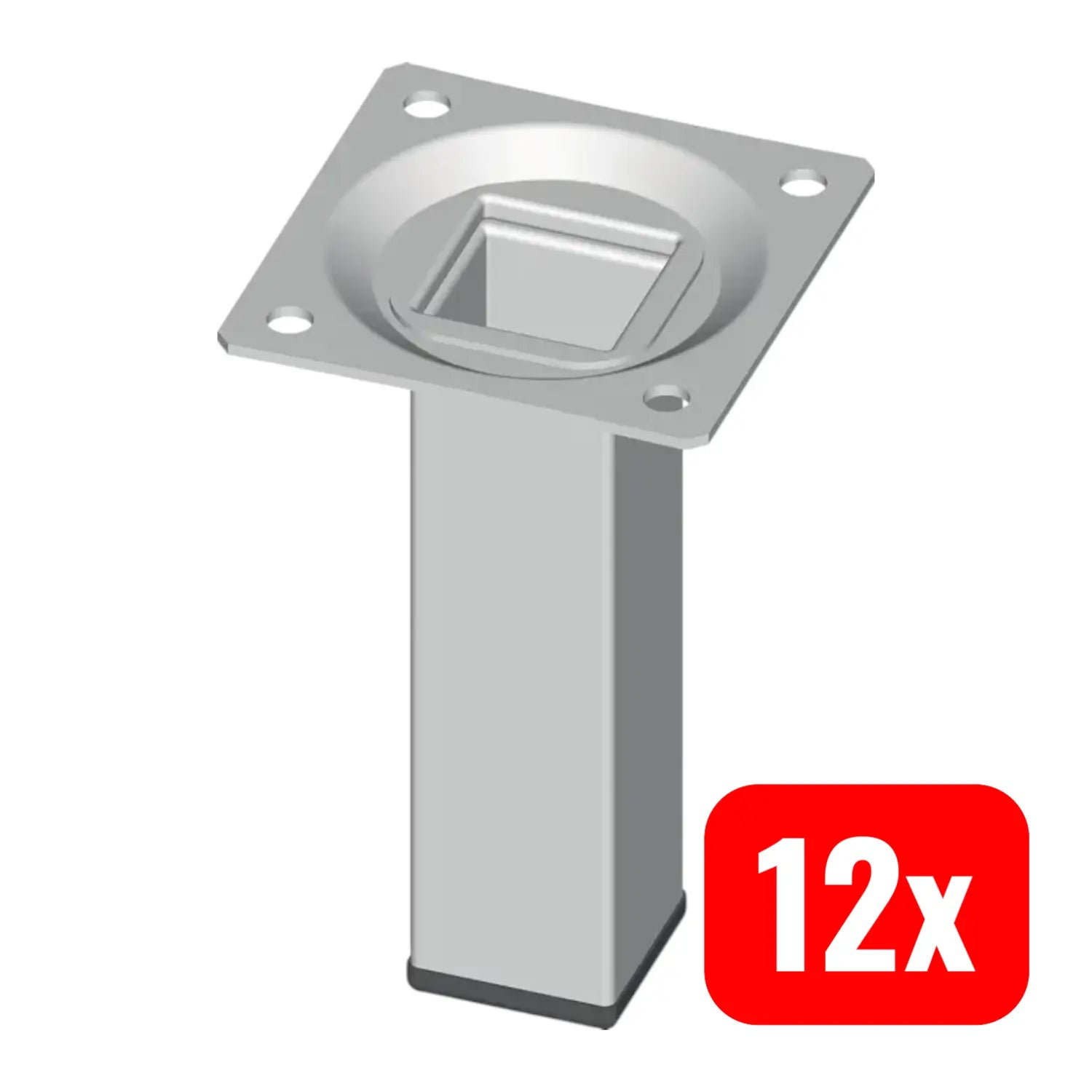 B-Ware Alfer Aluminium Tischbein Möbelfuß Weiß Stahl Anschraubplatte 200mm 12 Stück