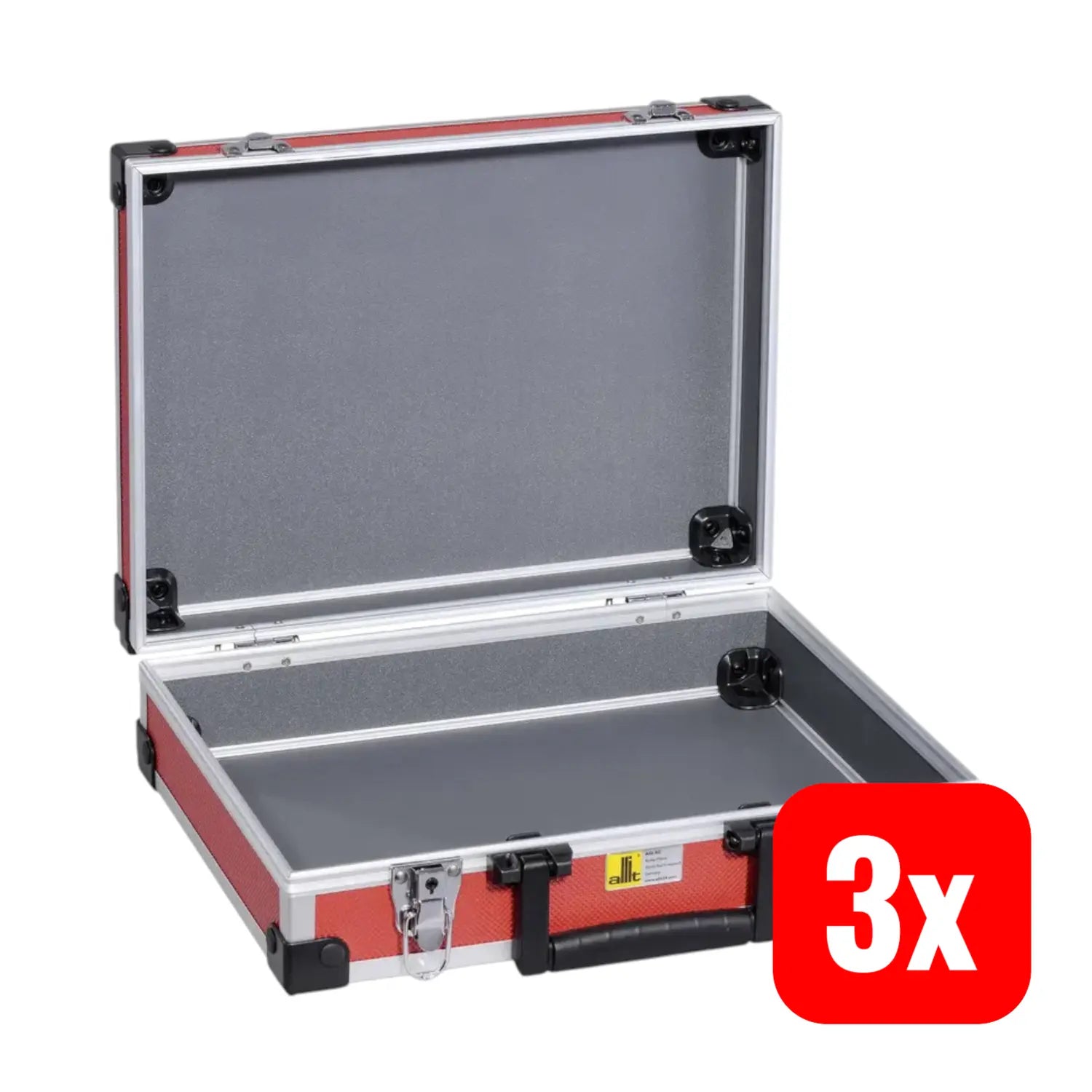 B-Ware Allit Werkzeugkoffer Koffer Basic L35 Aluminium Universal Utensilien Rot 3 Stück