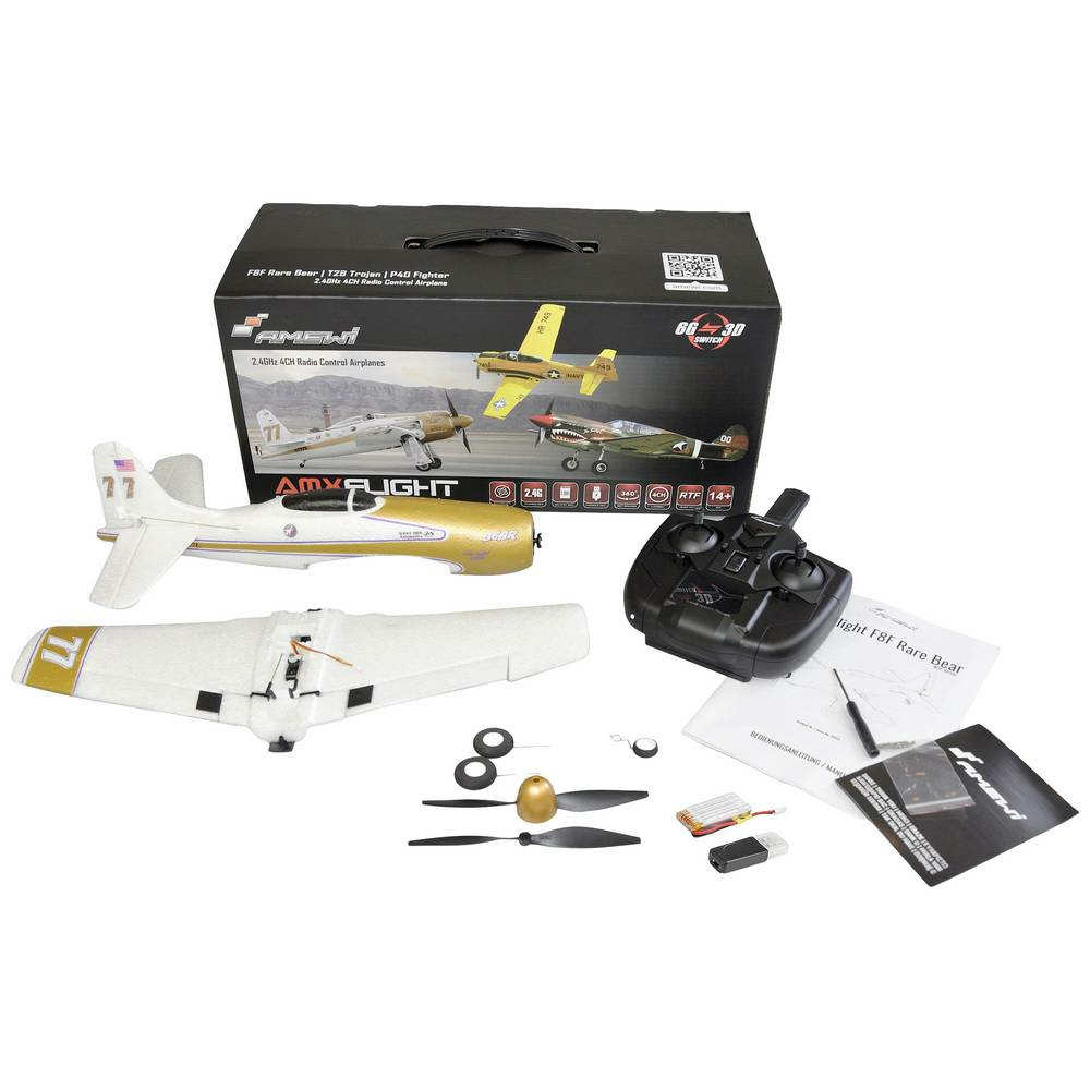 B-Ware Amewi Amx Flight F8 F Rare Bear Rc Einsteiger Modellflugzeug Flugzeug Modell 383mm