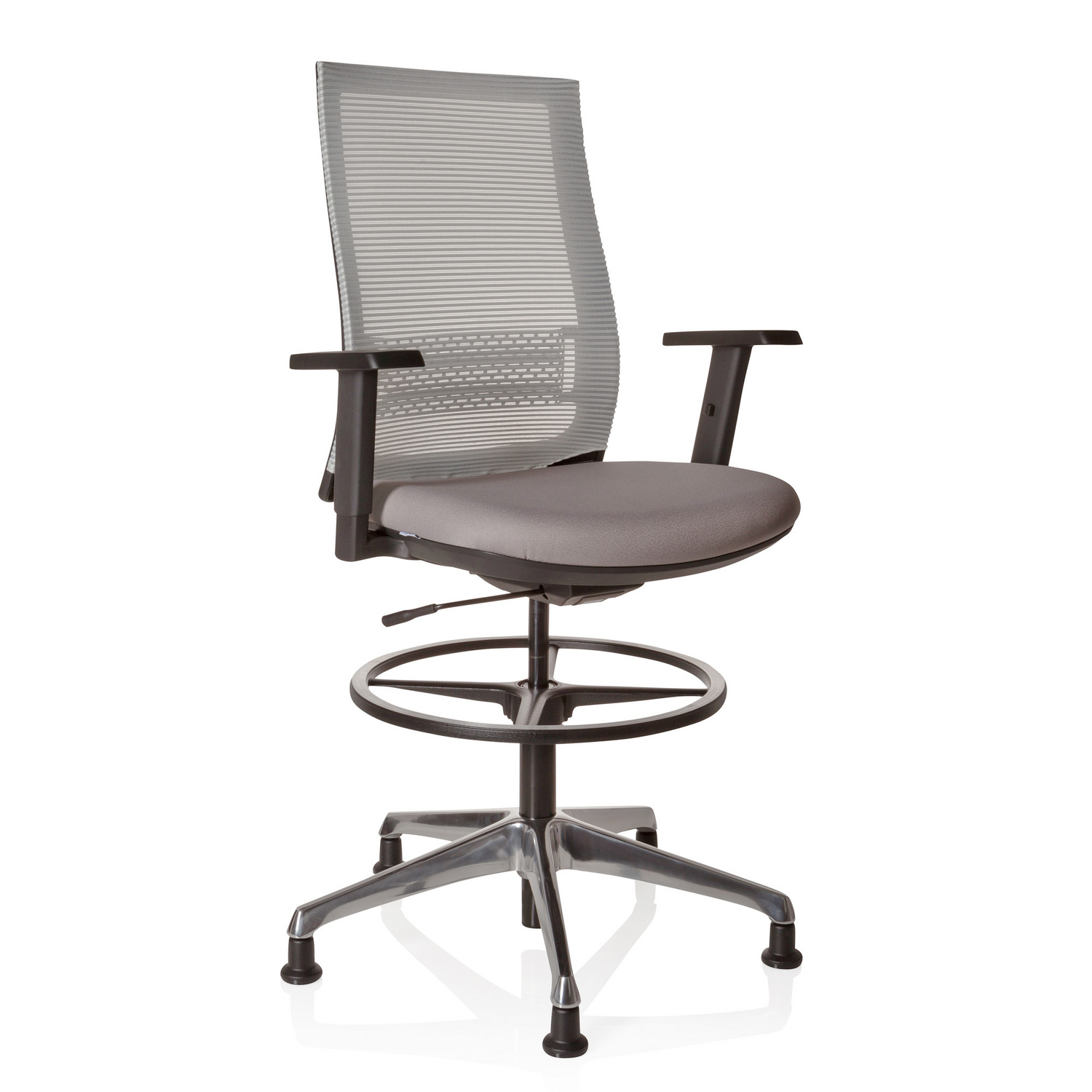 B-Ware Hjh Office Arbeitsstuhl Counterstuhl Drehstuhl Top Work 99 Netzstoff Grau H34