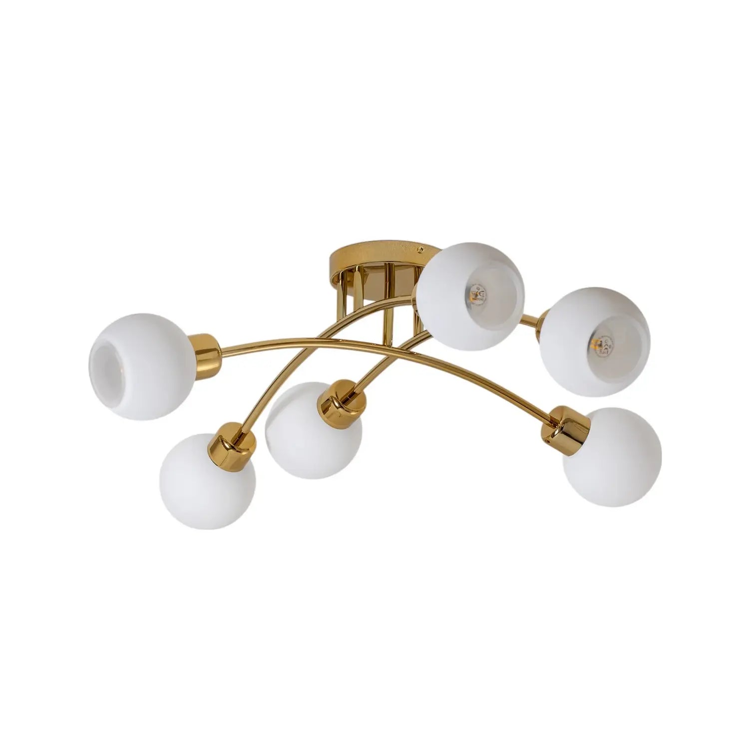 B-Ware Argon Deckenleuchte Lampe Marlo Messingfarben Opalglas Stahl Glas Weiß 6 Flammig