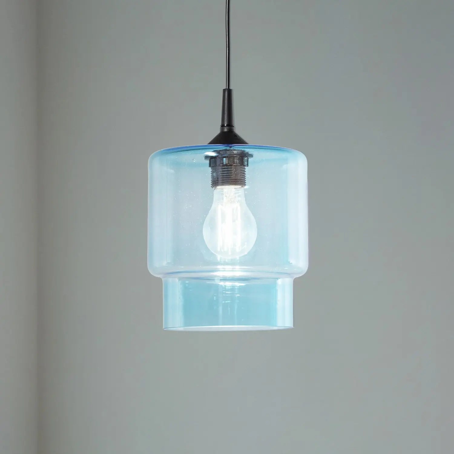 B-Ware Argon Pendelleuchte Hängeleuchte Glas Nesto Marineblau E27 Leuchte Lampe