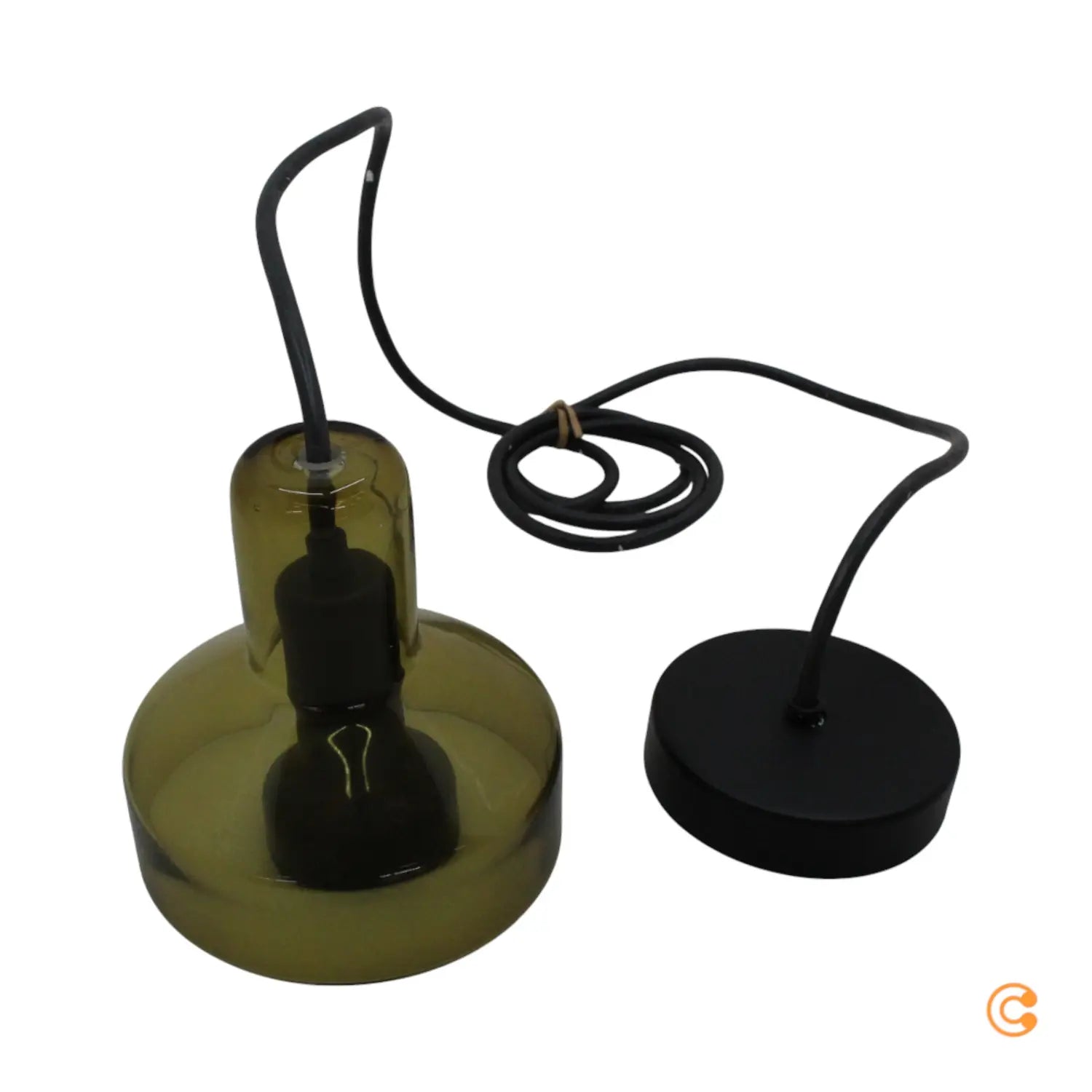 B-Ware Pendelleuchte Hängelampe Stablight Lampe Gu10 Led Glas Metall Grün Amber ø13,5cm