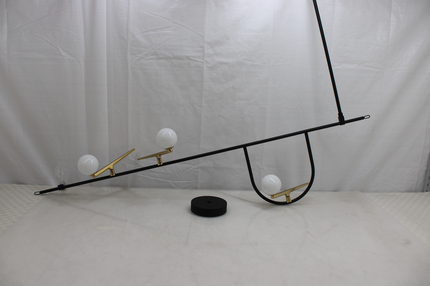 B-Ware Artemide Pendelleuchte Hängelampe Yanzi Led Schwarz Messing Weiß Glas Dimmbar