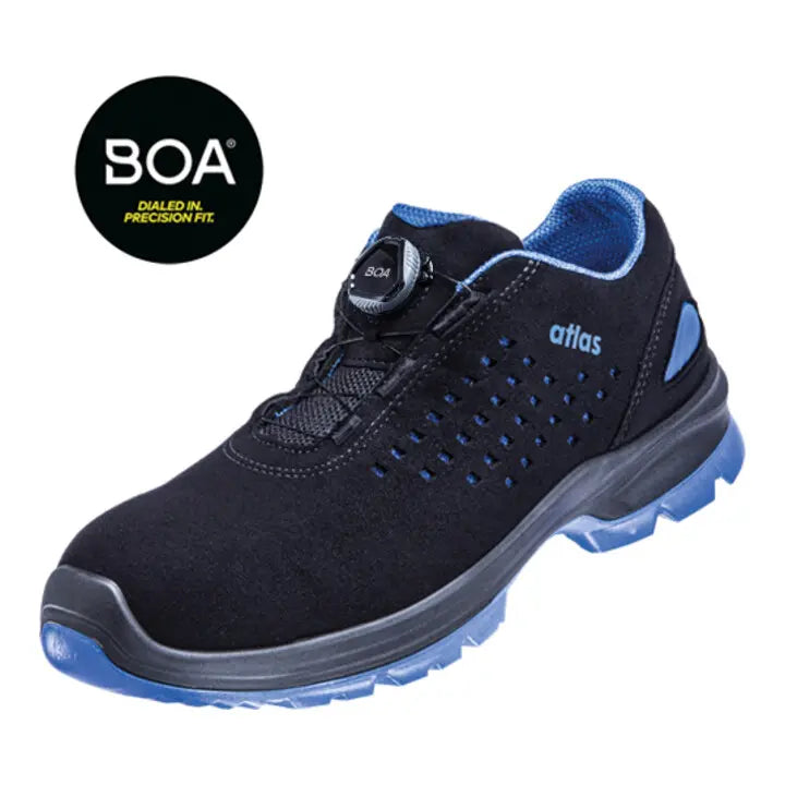 B-Ware Atlas Halbschuh Arbeitsschuh Sicherheitsschuh S1 P Schwarz Royalblau S1 P Größe 48