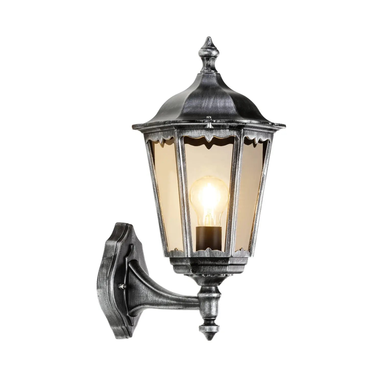 B-Ware Laterne Außenwandlampe Lcd Standlampe Lampe Schwarz Silber Aluminium Glas