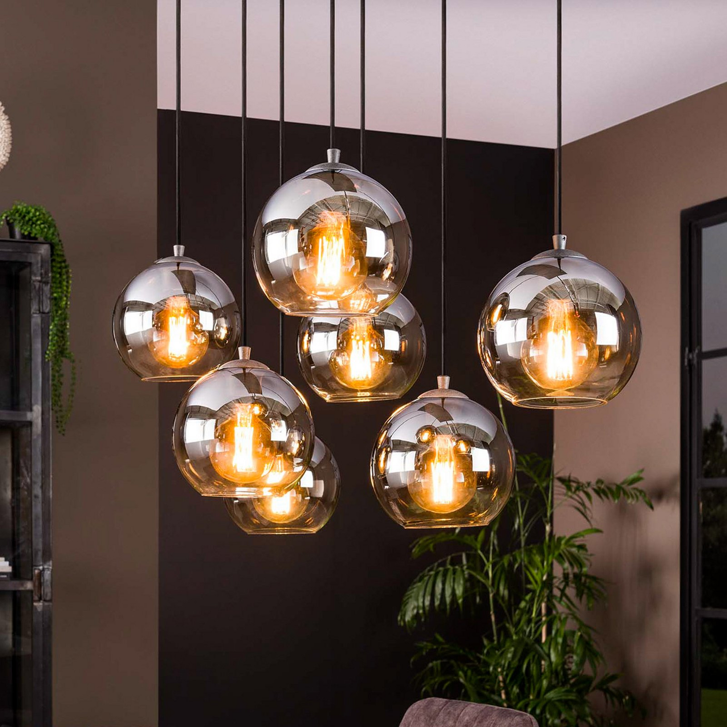 B-Ware Hängeleuchte Allessandra Led Hängelampe Deckenlampe Lampe Glas Siebenflammig