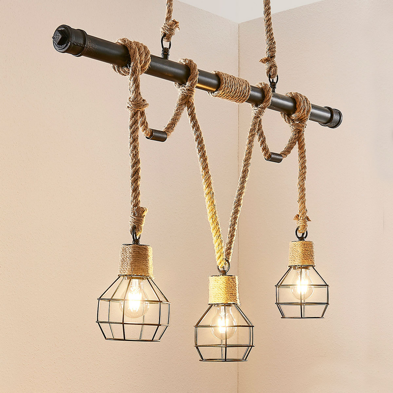 B-Ware Lampenwelt Balkenpendelleuchte Ventura Pendelleuchte Lampe Vintageoptik 3flg E27
