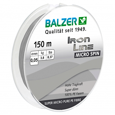 Balzer Angelschnur Iron Line Micro Spin (grau, 150 m)