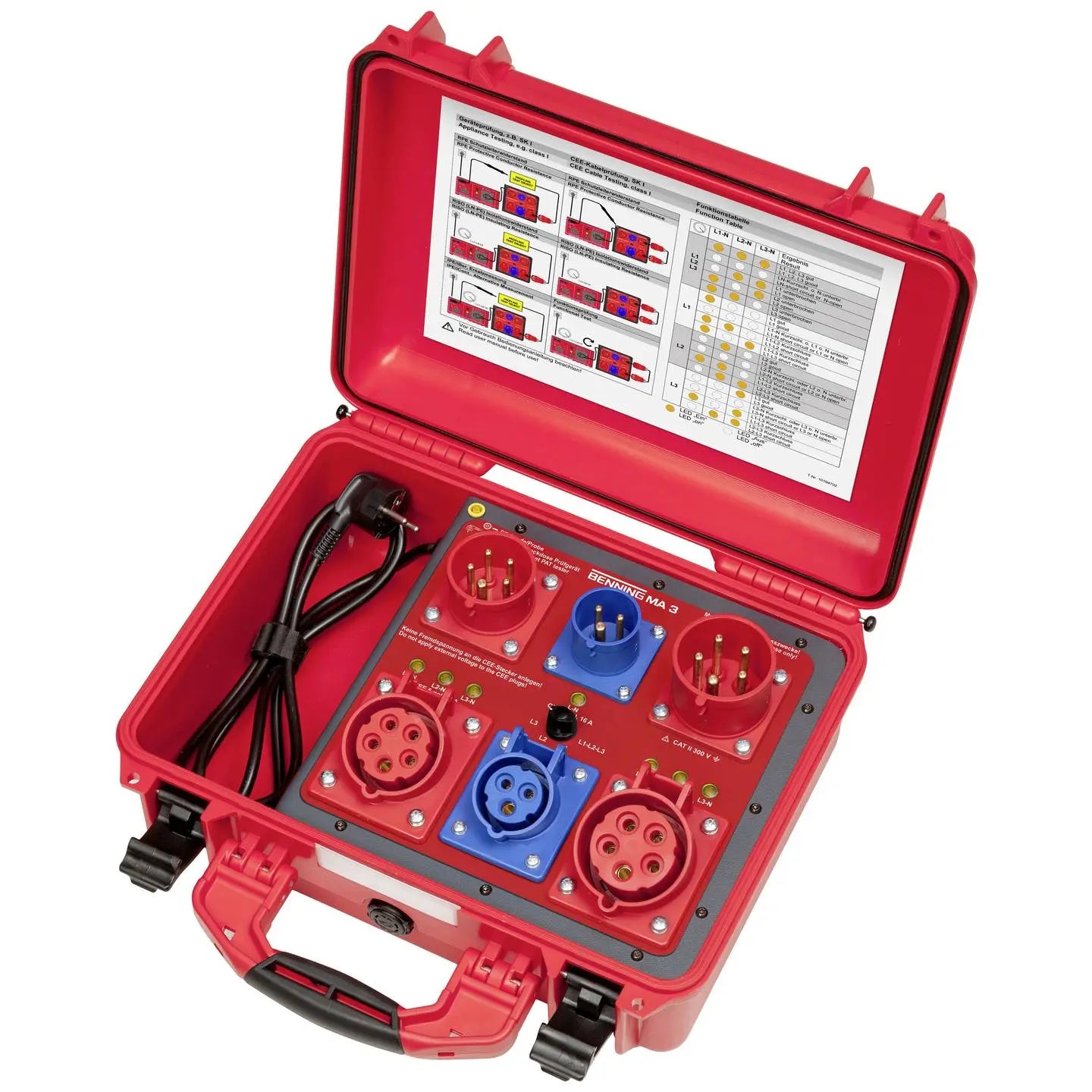 B-Ware Benning Messadapter Prüfadapter Ma 3 Cee Kupplung Set Verlängerungsleitung Rot