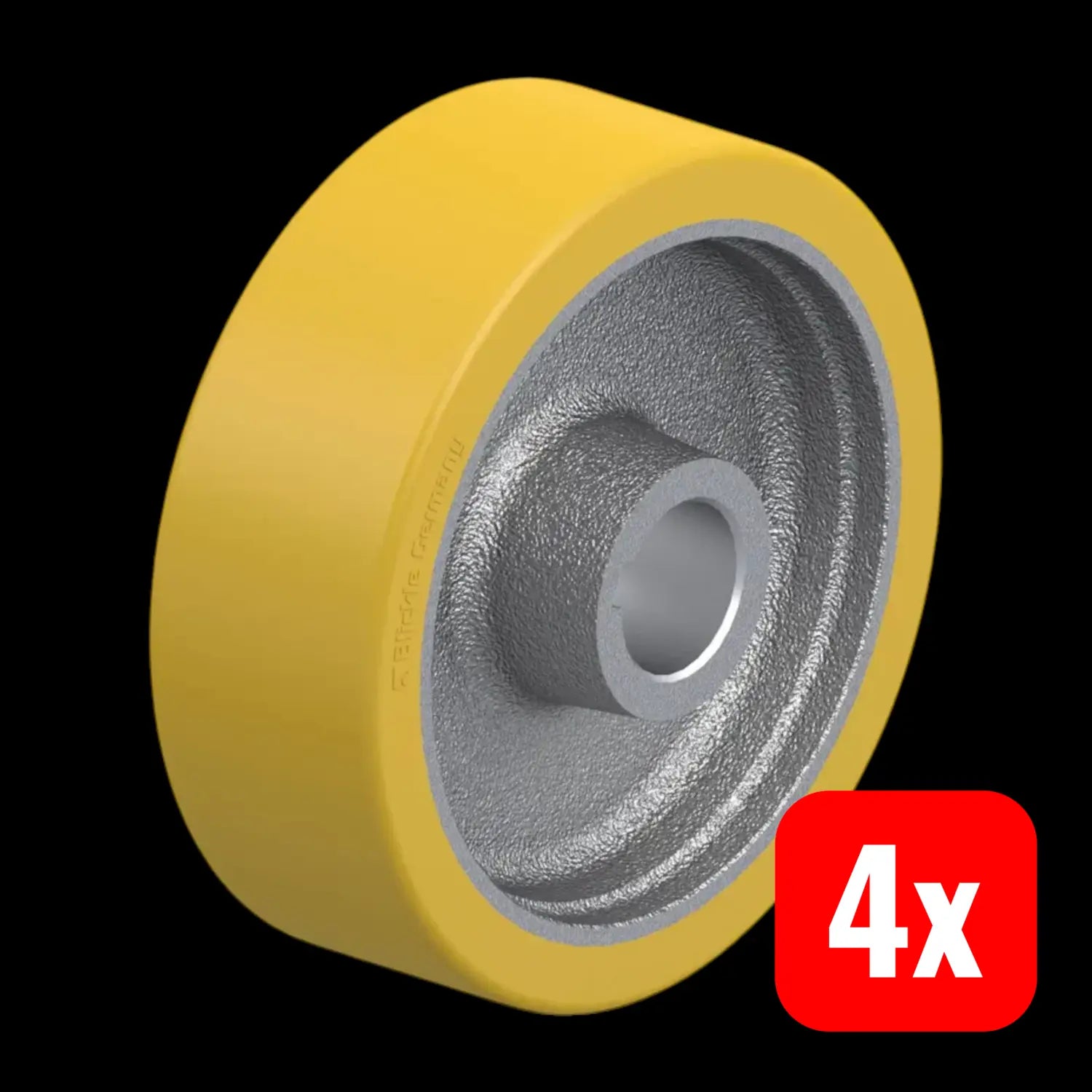 B-Ware Blickle Antriebsrad Treibrad Polyurethan Hellbraun Grauguss Silber 150mm 4 Stück