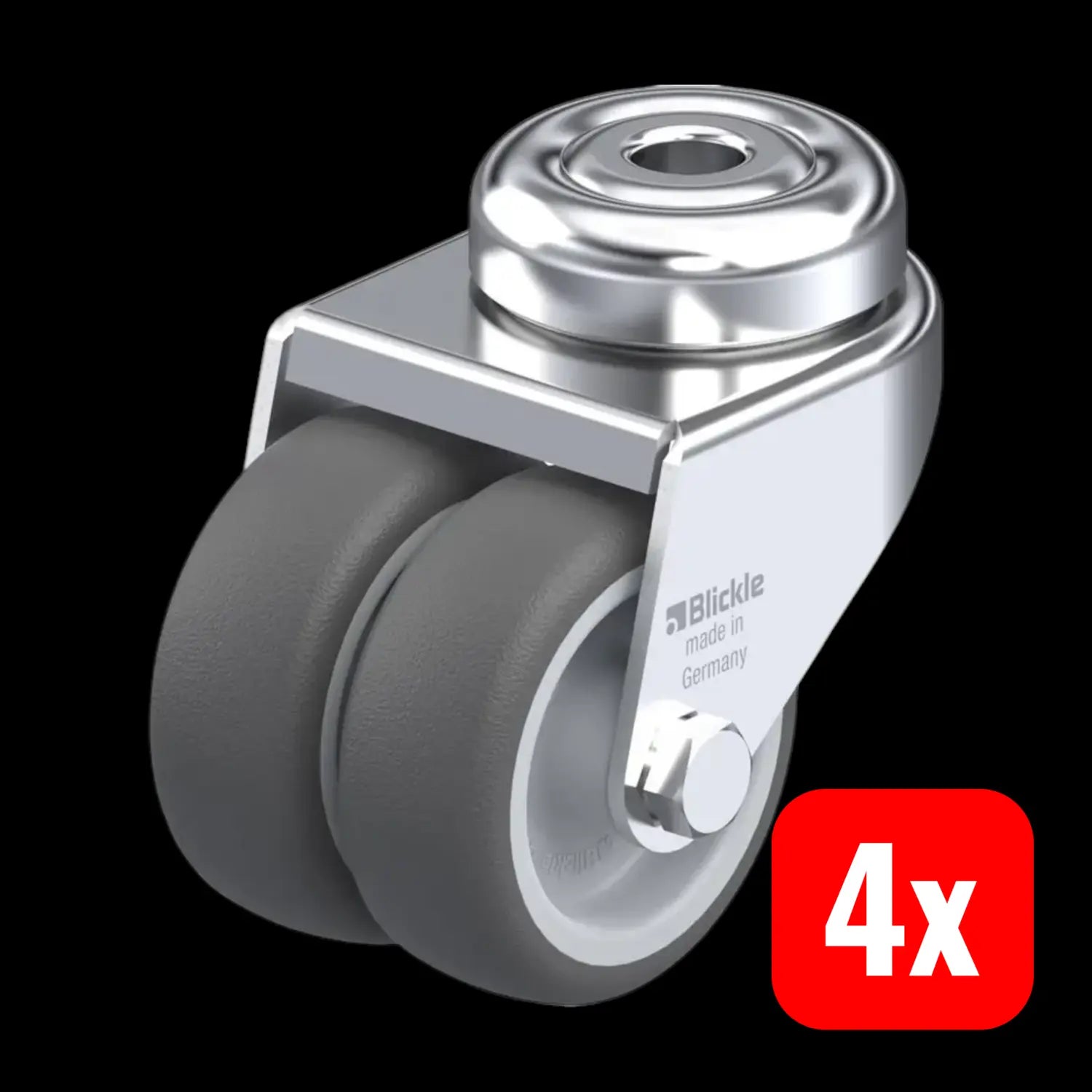 B-Ware Blickle Doppel Lenkrolle Zwillingsrolle Rad Dunkelgrau Gleitlager 50mm 4 Stück