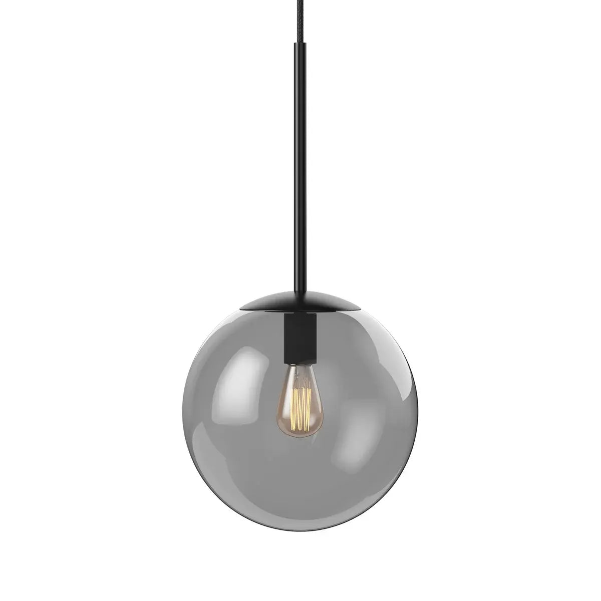 B-Ware Bolia Pendelleuchte Hängelampe Orb Glas Schwarz Matt Rauchgrau 20 Cm Stahl