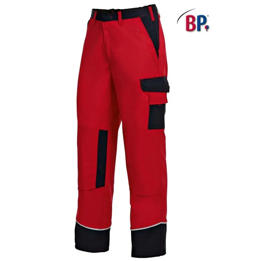 B-Ware Bp Arbeitshose Hose Arbeitshose Kniepolstertaschen Knopfverschluss Rot Schwarz