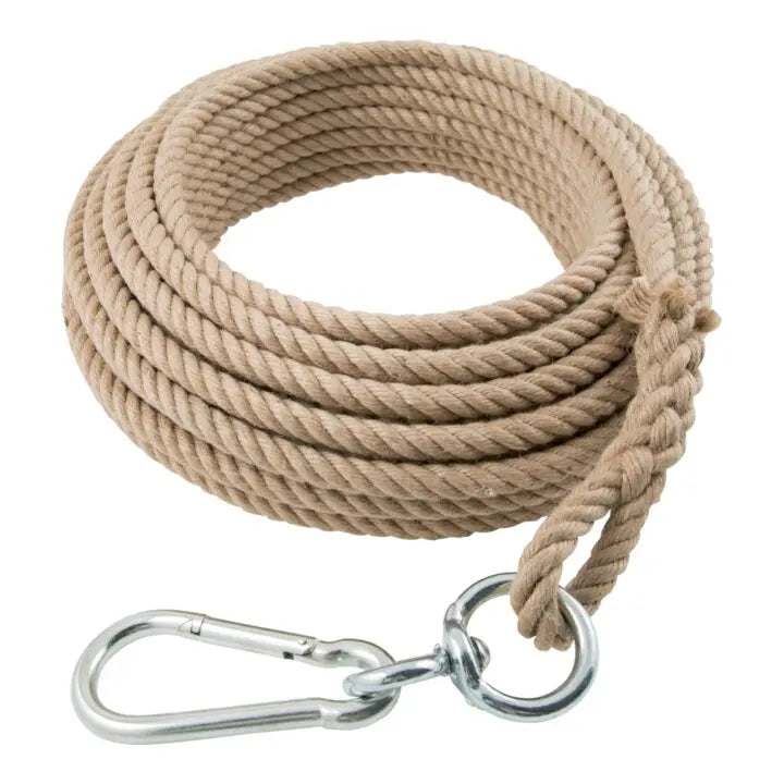 B-Ware Braun Seil Hanfseil Tau Handaufzugseil Beige Karabiner Wirbel 20m 69kg Last