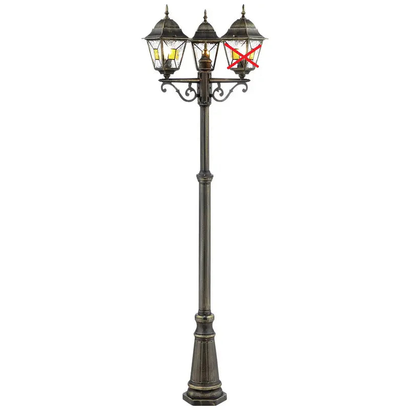 B-Ware Janel Außenstandleuchte Lampe Außenbeleuchtung 3flg Schwarz Gold Siehe Text/Foto