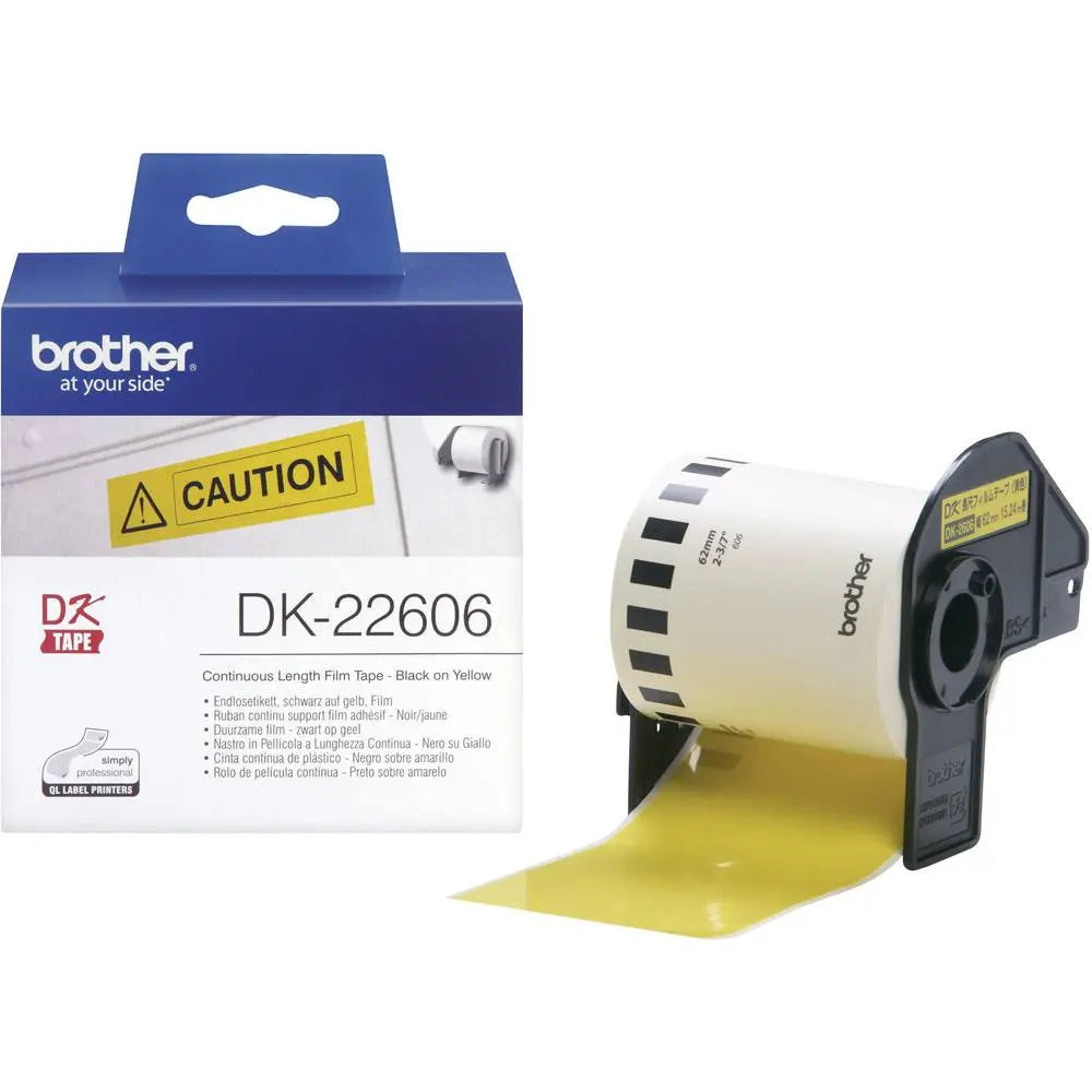 B-Ware Brother Universal Etiketten Rollenetiketten Folie Gelb Permanent 62mmx15.24m