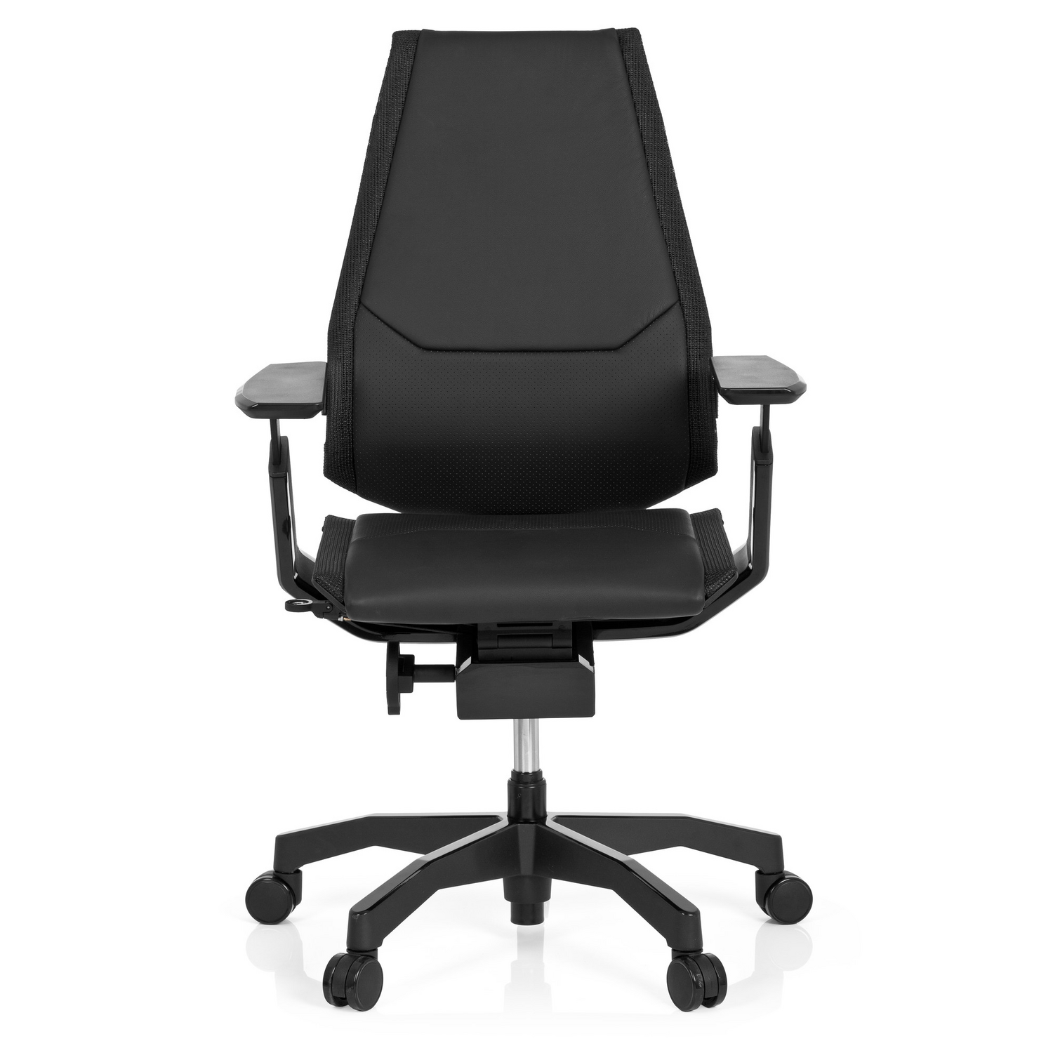 B-Ware Hjh Office Bürostuhl Drehstuhl Stuhl Genidia Black Leder Schwarz Lordosenstütze