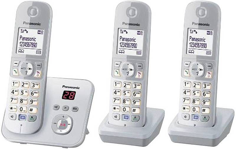B-Ware Panasonic Kx Tg6823 Trio Schnurloses Telefon Analog Anrufbeantworter Silber Grau