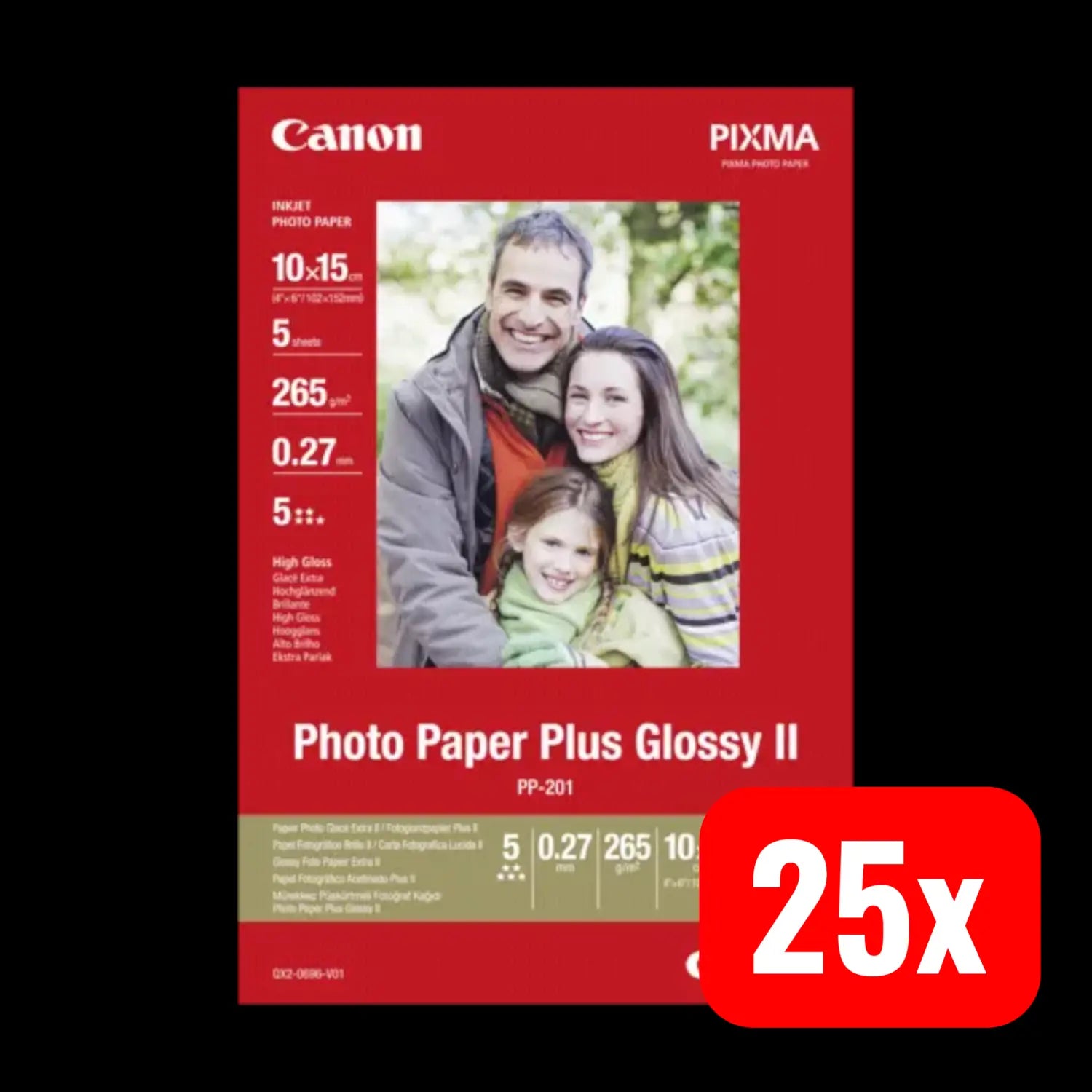 B-Ware Canon Fotopapier Fotoglanzpapier 10 X 15 Cm Weiss Photo Paper 5 Blatt 25 Sets