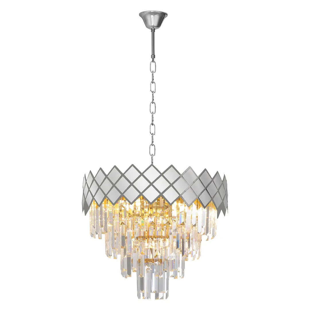 B-Ware Kronleuchter Lampe Leuchte Carisma Chrome E14 Hängeleuchte 9 Flammig Wohnzimmer