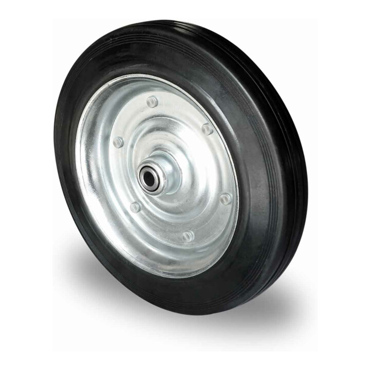 B-Ware Cascoo Rad Rolle Laufrad 250 Mm Stahlblech Vollgummi Schwarz Rollenlager