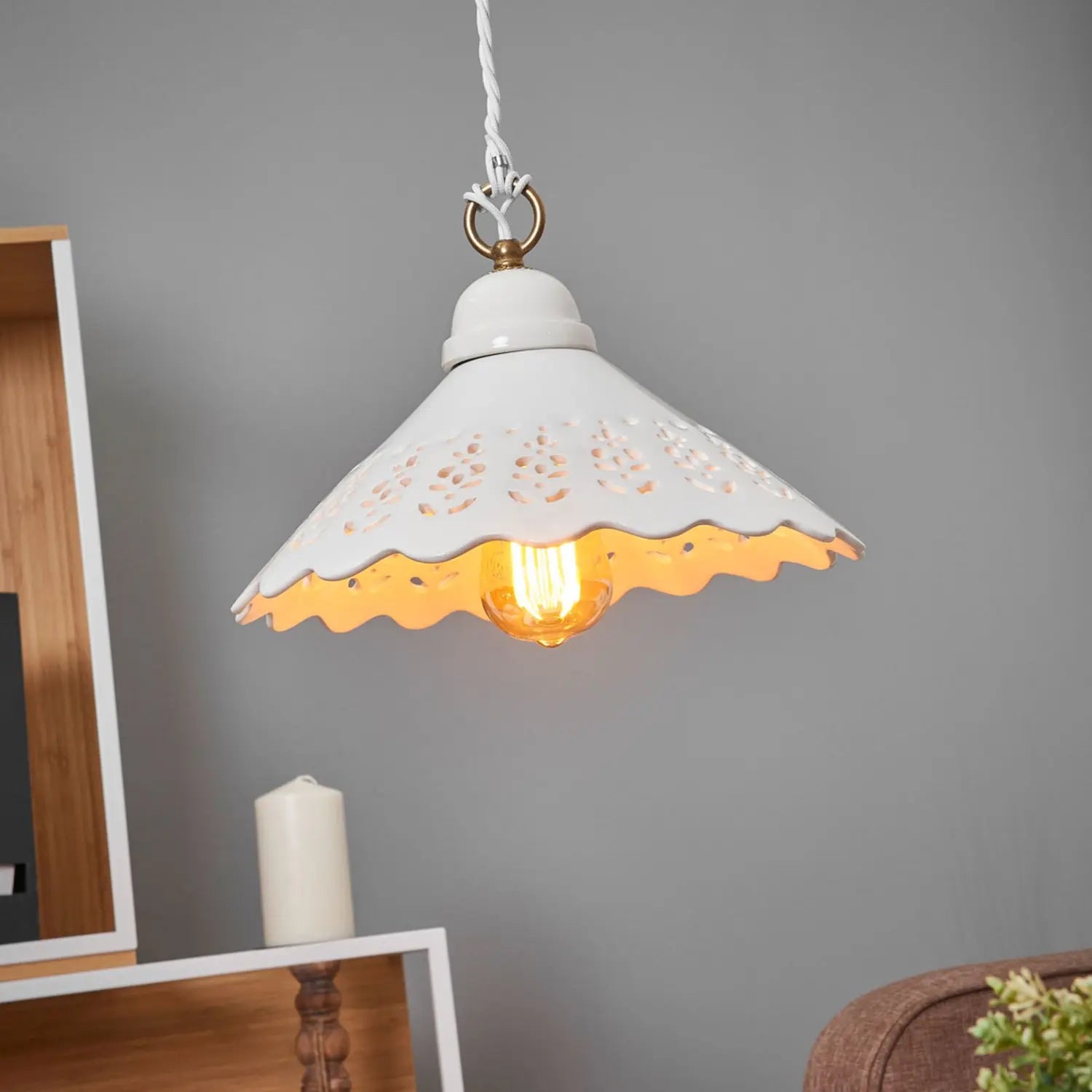 B-Ware Ceramiche Hängeleuchte Pizzo, 1 Flg 30 Cm Hängelampe Lampe Leuchte Spot Licht