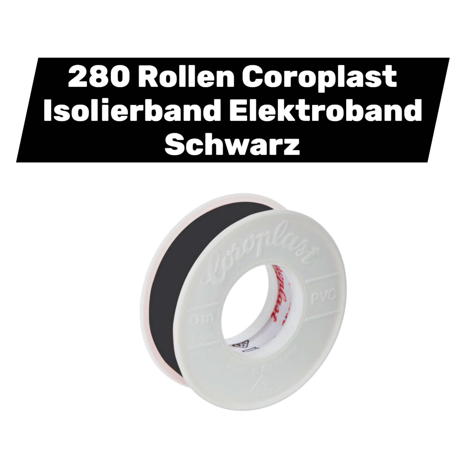 B-Ware Coroplast Isolierband Elektroband Tape Schwarz 4,5mx15 Selbstklebend 280 Rollen