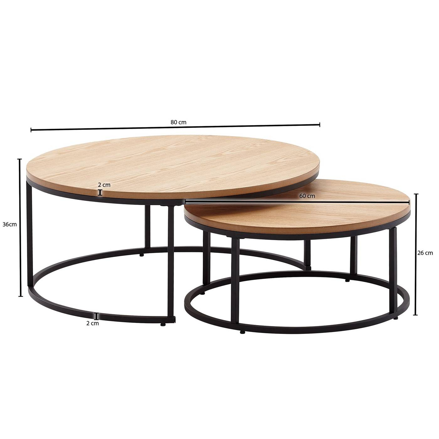 C-Ware Loftscape Couchtisch Trollsved 2er Set Eiche Dekor Tisch Siehe Text/Foto