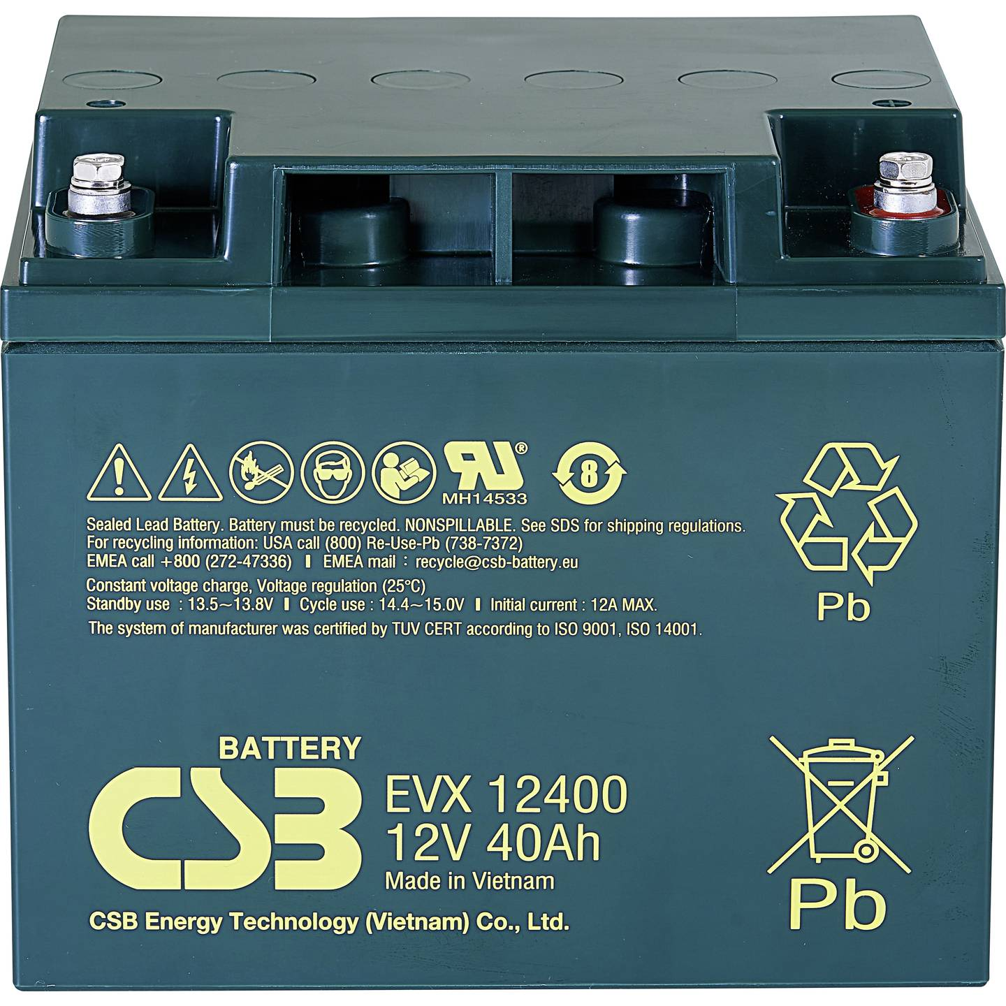 B-Ware Csb Battery Bleiakku Speicherbatterie 12 V 40 Ah Agm M5 Schraubanschluss Evx12400