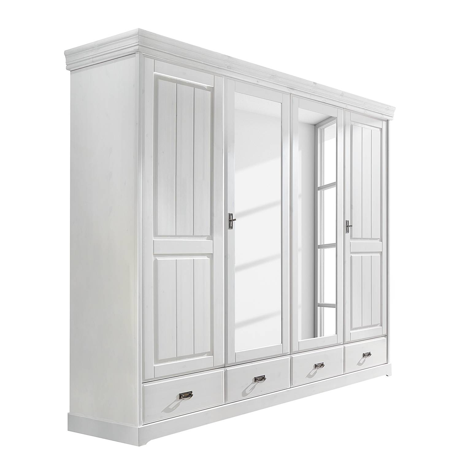B-Ware Ridgevalley Massiver Drehtürenschrank Noret Typ B Kiefer massiv Kiefer Weiß B255