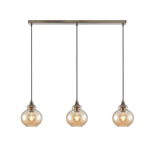 B-Ware Lindby Tymoni Glas Pendelleuchte Hängeleuchte Deckenlampe Lampe Amber 3 Flammig