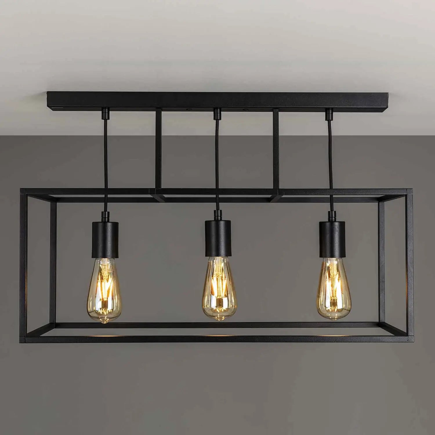 B-Ware Cubic³ Deckenleuchte Lampe Hauptbeleuchtung Schwarz Messing Dreiflammig E27