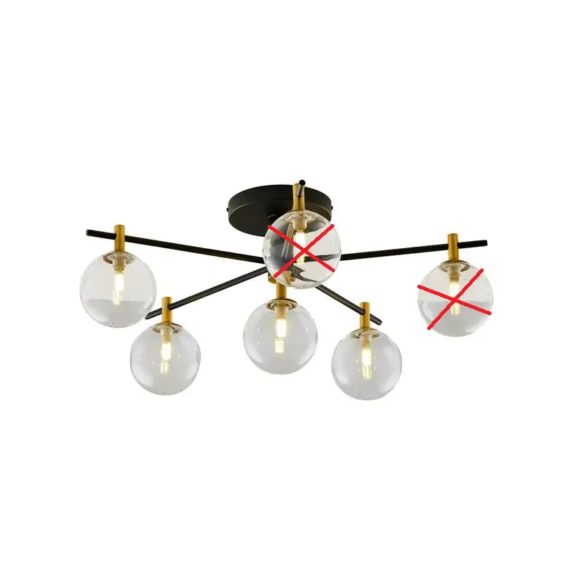 B-Ware Jupiter Deckenleuchte Figaro Schwarz Gold Glas 6 Flammig G9 34cm Siehe Text/Foto