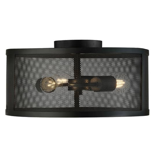 B-Ware Searchlight Deckenlampe Fishnet Deckenlampe Deckenlicht E27 Metall Schwarz