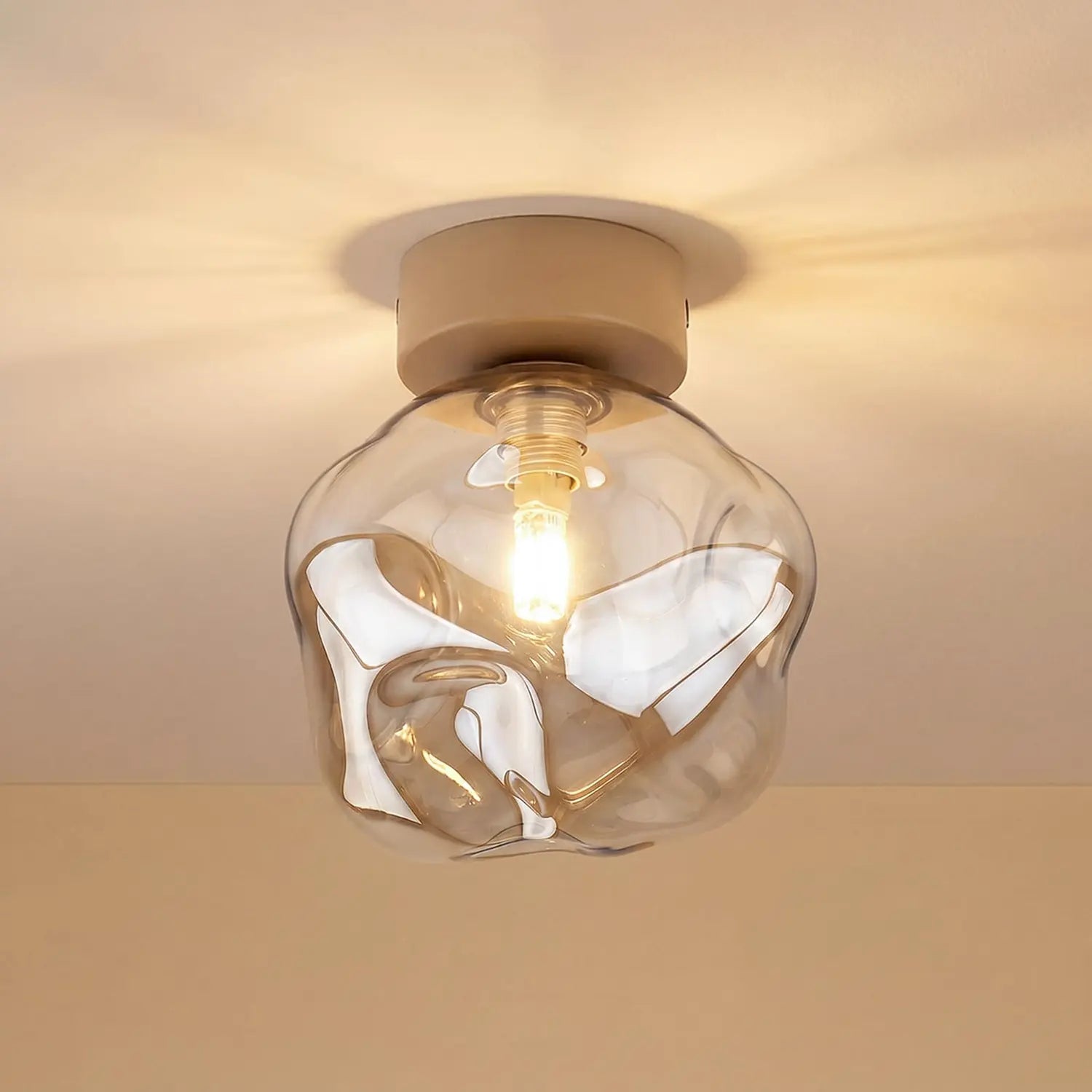 B-Ware Lava Deckenleuchte Deckenlampe Glas Sand Cognac Wohnzimmer Esszimmer Flur Küche